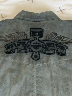 Harley-Davidson Gray Short-Sleeve Snap Button Work Shirt